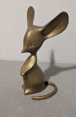 Vintage MCM Stylized Big-Eared Mouse Figurine / Paperweight (As-Is)